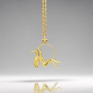 Aerial Hoop Pendant – Gold-Plated 925 Silver Necklace for Aerialists and Dancers - Picture 1 of 13