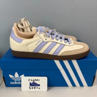 Adidas Samba OG Casual Sneaker Shoes Cream White Violet JI2678 Women's Sz 9 - Image 1 of 4