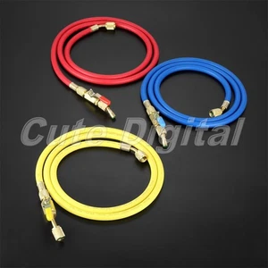 3X AC Charging Hose Refrigerant Brass and Rubber 1/4" SAE Male Female Applicable - Picture 1 of 12