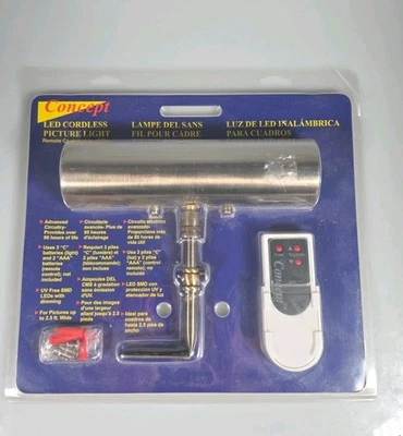 Concept 8" Wide Antique Brass Cordless LED Picture Light w/ Remote 202L -B21 NIP - Image 1 of 4