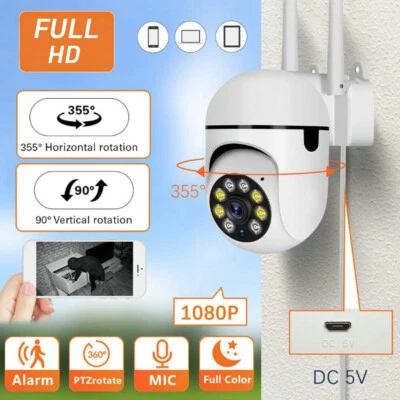 360° Wireless Camera Outdoor WiFi Night Vision Cam HD 1080P Home Security System - Image 1 of 4
