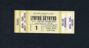 Lynyrd Skynyrd 1975 Unused Full Concert Ticket Jackson Nuthin Fancy Tour, yellow - Picture 1 of 2