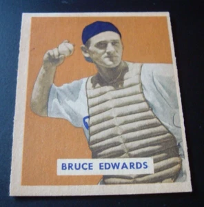 1949 Bowman #206 BRUCE EDWARDS  BROOKLYN DODGERS no creases VG-EX or better - Picture 1 of 3