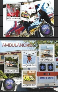 MOZAMBIQUE - 2014 MNH "AMBULANCIAS - Aire, Mar, Carretera" ¡Dos hojas de recuerdo! - Imagen 1 de 3