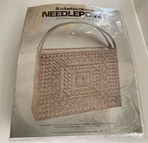 1975 Columbia-Minerva NEEDLEPOINT TOTE KIT Irish Patterned PLASTIC CANVAS Purse - Picture 1 of 2