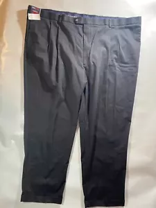 NEW- Big Mens 58 x 32 Roundtree & Yorke TravelSMART Pants Pleated Cotton Black - Picture 1 of 12