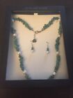 Navajo Sterling Silver Turquoise Fresh Water Pearl S. SO Necklace Earrings Set