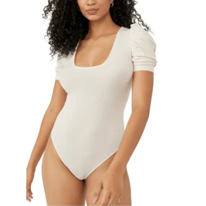 FREE PEOPLE So Fresh Modal Blend Bodysuit Top, Ivory, Medium, (8/10) NWT - Picture 1 of 8