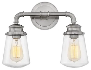 Hinkley 5032BN Fritz 2-Light 15" Vanity Light w/Clear Glass - Brushed Nickel - Picture 1 of 3