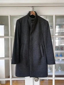 Club Monaco Men's Funnel Neck, Wool Coat, Charcoal, Size 36 - Picture 1 of 6