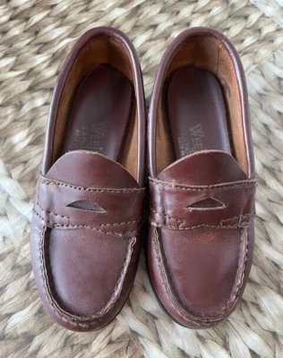 Mocasines Bass Weejuns niños talla 10.5M clásicos cuero marrón centavo Foto 1 de 4