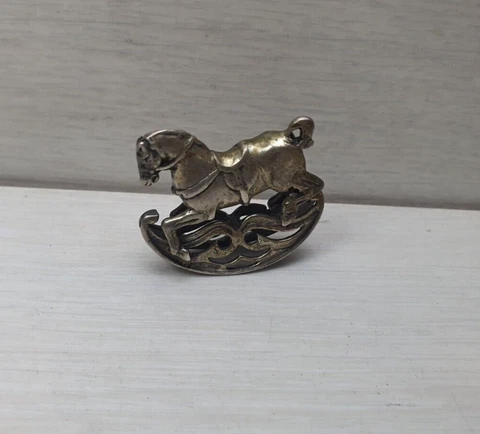 Vintage Collectible Baby Horse Swing Miniature Sterling Silver Figurine Gift Cover