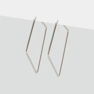 Silver Rhombus Oversized Hoop Earrings - Picture 1 of 4
