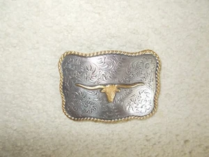 WESTERN STYLE GÜRTELSCHNALLE MIT LONGHORN IN DER MITTE - Bild 1 von 3