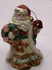 Fitz and Floyd  - Christmas Santa  with Wreath Porcelain Ornament Handcrafted