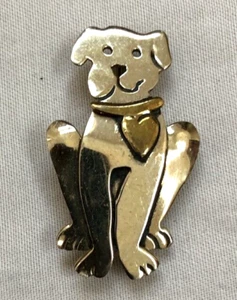 Broche de corazón de perro plateado Olg? Pequeño cachorro corazón tono dorado - Imagen 1 de 6
