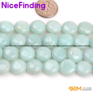 12mm Natural Gemstone Coin Assorted Stone Beads For Jewelry Making Strand 15"