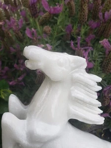 9" White Marble Jade Horse Hand Carving Large Statue Crystal, 4.4 lbs - Picture 1 of 12