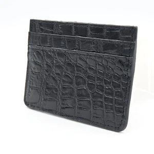 Neue schmale schwarze Herren-Geldbörse aus echtem Krokoleder mit Kreditkarte von EXSOOTTI. - Bild 1 von 9