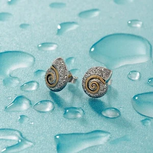 Gerochristo Sea Snail stud Earrings in 18K Gold and Sterling silver - Picture 1 of 4