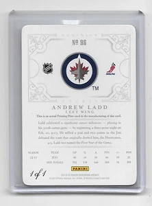 2012-13 Dominion Andrew Ladd True 1/1 #96 Printing Plate - Foto 1 di 2