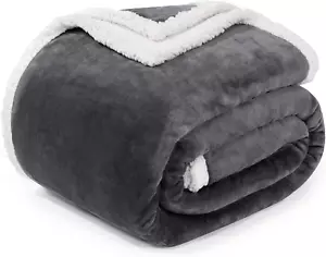 Throw Blankets,Soft Fluffy Flannel Plush Blanket and Throw,Fuzzy Cozy Grey 50x60 - Picture 1 of 12