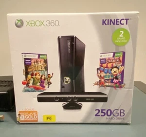 Near new - XBOX 360 KINECT 250GB in original package with 2 controls - Picture 1 of 10
