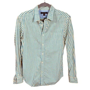 Camisa Banana Republic Para Hombre Suave Lavado Botón Delantero Azul Amarillo A Cuadros Talla S - Imagen 1 de 6