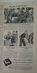 1952 Kotex sanitary napkins are you in the know Irving Nurick military jeep ad - Picture 1 of 1