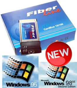 LAN CARD FIBERLINE CARDBUS PCMCIA NOTEBOOK WINDOWS 95 98 NT 2000 XP NETWARE V45 - Picture 1 of 1