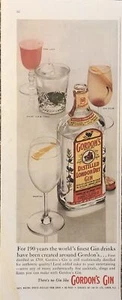 1959 Gordons London Dry Gin PRINT AD Finest Cocktails Slings Fizzes VTG 1950s - Picture 1 of 3