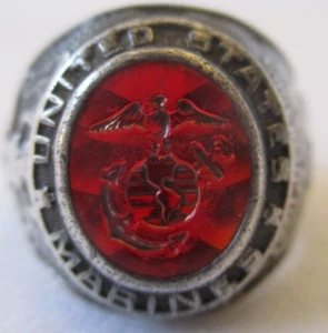 VINTAGE UNITED STATES MARINE CORPS USMC KINNEY STERLING SILVER RING - Picture 1 of 9