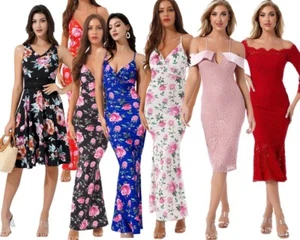 Mujeres Vestidos Estampado Floral Espagueti Correas para el Hombro Cuello en V Profundo Vestido de Fiesta - Imagen 1 de 61