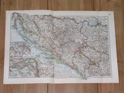 1912 ANTIQUE MAP OF DALMATIA BOSNIA HERZEGOVINA CROATIA SERBIA MONTENEGRO KOTOR - Image 1 of 4