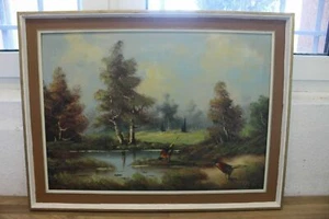 (Art.:L-721) jagdgemälde auf Leinwand "Fasane", signiert - Bild 1 von 3