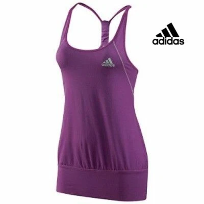 全新带标签 ADIDAS 女式,尺寸 XS Performance Climelite 层男友背心紫色 — 第 1/4 张图片