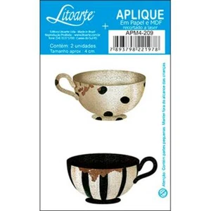 Tazza da tè tazza a righe pois cucina: legno abbellimento artigianato forma rottami laser - Foto 1 di 1