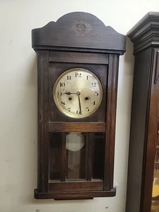 VTG German Box Clock PENDULUM WALL CLOCK Unknown Maker - Picture 1 of 7