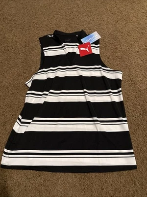 女式彪马全新带标签高尔夫无袖 Polo 衫,尺寸 L — 第 1/4 张图片