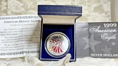 1999 Silver Eagle-1 FTO-Colorized-In Presentation Box-With Certificate - Image 1 of 4