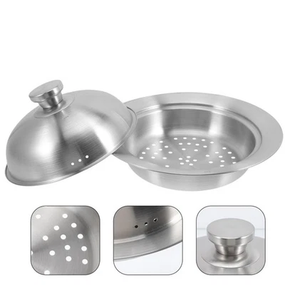  Piatti Acciaio Inox Piastra Al Vapore Piatto Inossidabile Stoviglie Cucina - Immagine 1 di 4