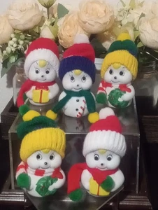 Konvolut 5 Vintage GIFTO INC. Porzellan Schneeglocken Schneemänner - Bild 1 von 7