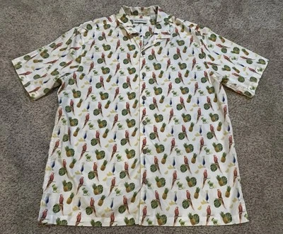 Caribbean Men’s Large Peacock  Hawaiian Button Front Shirt - Image 1 of 3