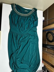 Haaui Dress Green Jeweled Sleeveless Ball Gown Long Large - Picture 1 of 3