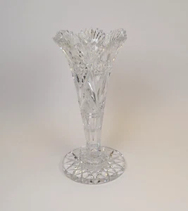 Antique American Brilliant Period Cut Glass 8" Footed Tulip Vase 1.4 lb Sawtooth - Picture 1 of 12