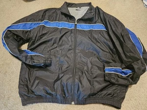 Vintage Windbreaker Jacket Mens Sz L Black Blue Cheetah Used Condition - Picture 1 of 9