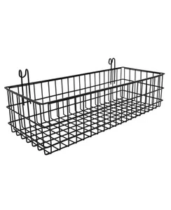 Metal Hanging Wire Basket with Hooks, Black Wire Wall Basket for Grid Panel O... - Picture 1 of 5