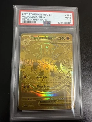 2025 POKEMON MEG EN-MEGA EVOLUTION MEGA HYPER RARE #188 MEGA LUCARIO EX PSA 9 - Image 1 of 2