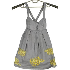 INC International Concepts Dress Womens 6 Black White Yellow Embroidered Floral - Picture 1 of 6