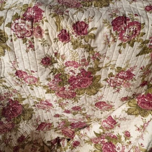 Waverly FLORAL Rose Bouquet Vtg. QUEEN COMFORTER Reversible - Picture 1 of 4